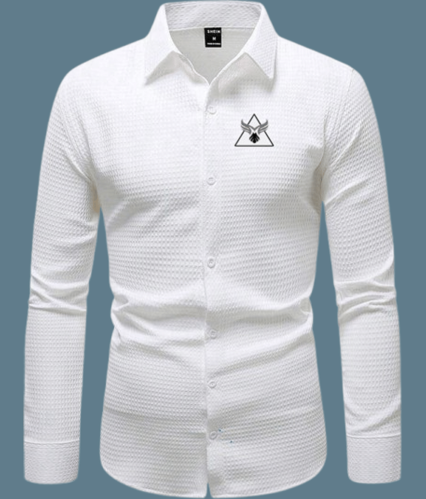 KITWELL Cotton Blend Regular Fit Self Design Full Sleeves Men's Casual Shirt - White ( Pack of 1 )