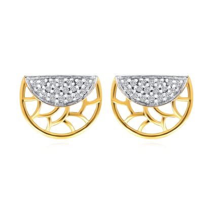 Senco Gold 18K Yellow Gold Fins of Fashion Diamond Studs Earrings (Gold Weight -  2.4 g / 0.14 Ct / GH-VS-SI)
