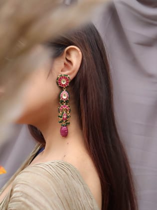 Jada Red-Green Earrings-Pink