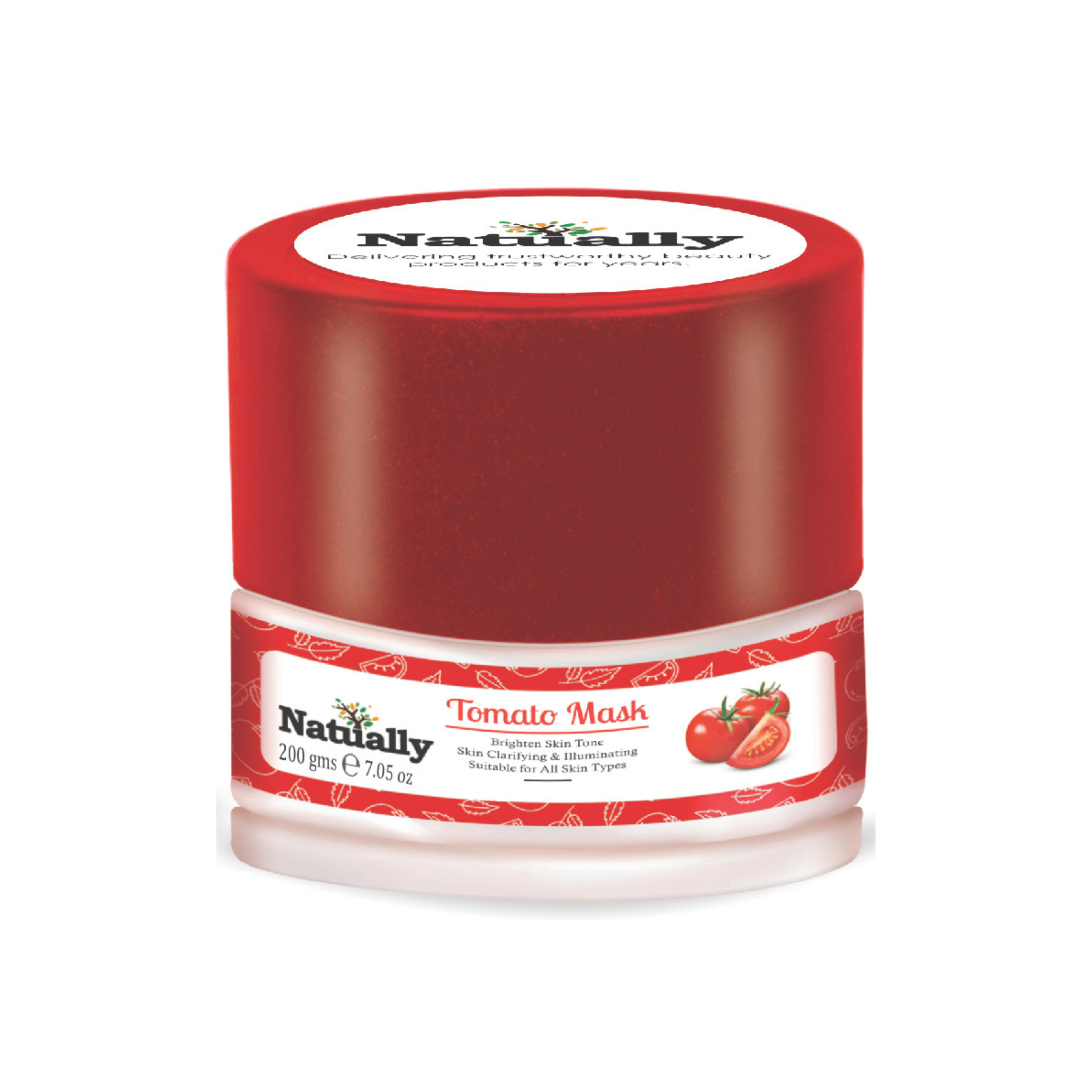 Natually Tomato Mask | Brighten Skin Tone Skin Clarifying & Illuminating | 200g