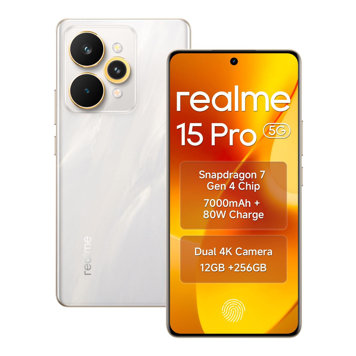 Realme Smartphone 15 pro 5G, 12GB RAM 256GB ROM 6.8 Inch Display 144Hz, Snapdragon 7 Gen 4, Battery 7000mAh 80W Fast Charge IP69 Waterproof 4K AI Camera (Silver)