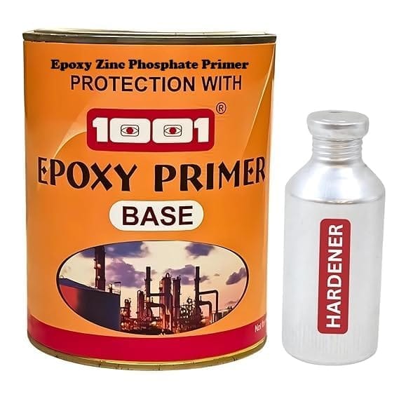 1001 Epoxy Zinc Phosphate Primer, 2Pack for use on tank exteriors, equipment, pipelines, structural steel, mild steel, metal surfaces etc. -1 Ltr.