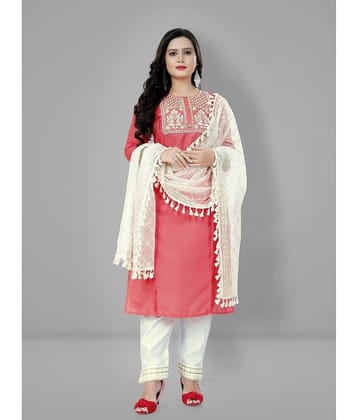Lerkiza - Pink Straight Cotton Women's Stitched Salwar Suit ( Pack of 1 )