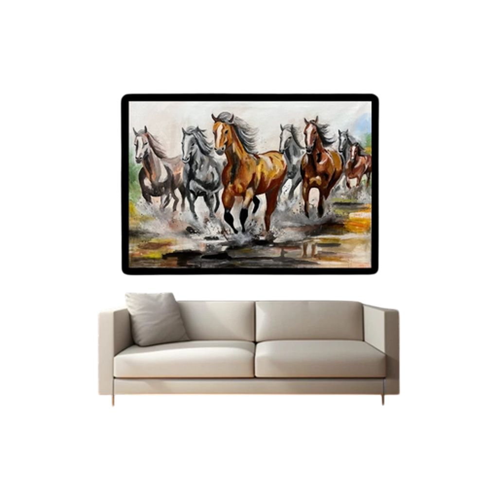 Elegant Acrylic Horse Art - Framed Canvas Wall Painting