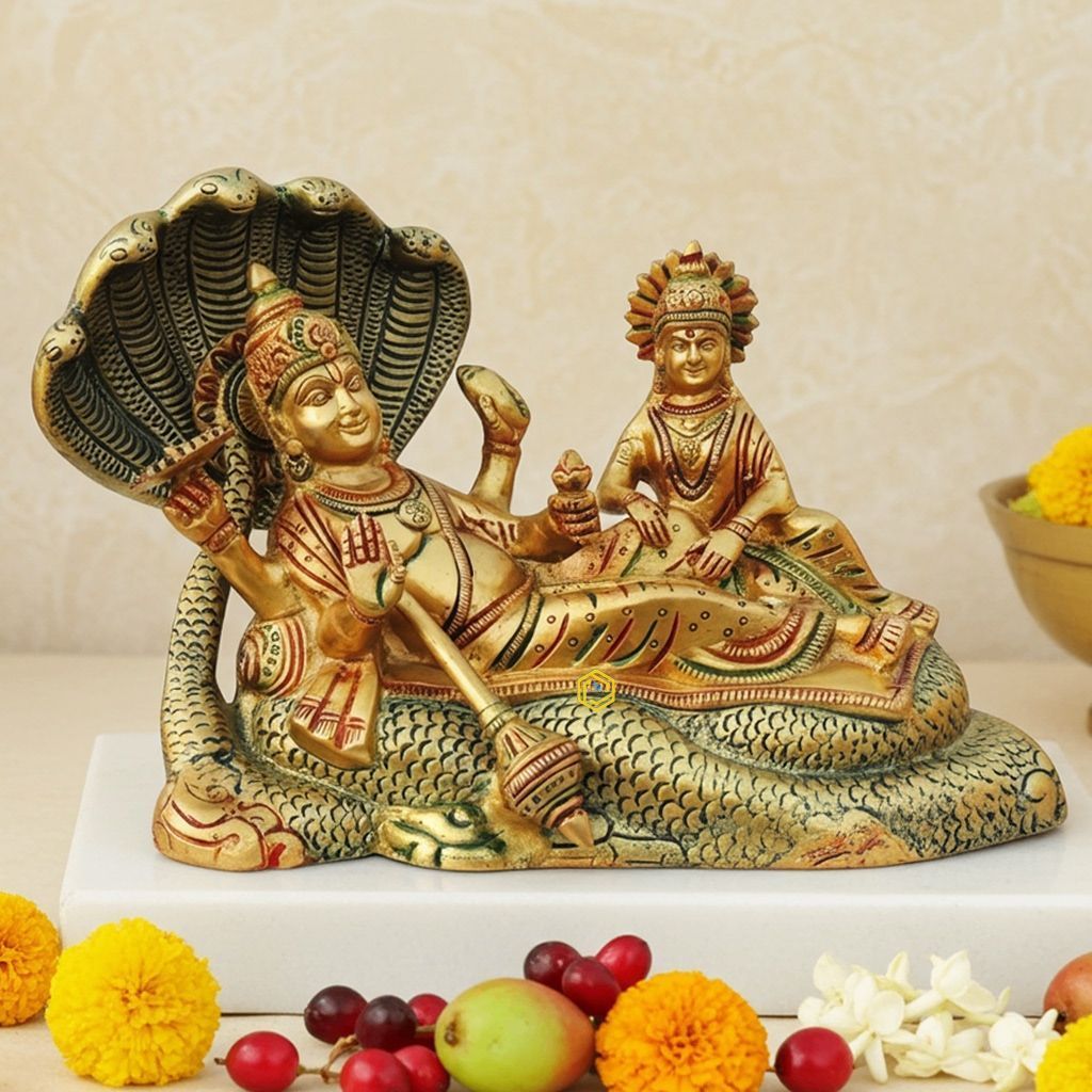 Brass Vishnu Ji Murti - Divine Home Decor Spiritual Showpiece, Height : 6.6 Inch (BSMAS842 D)