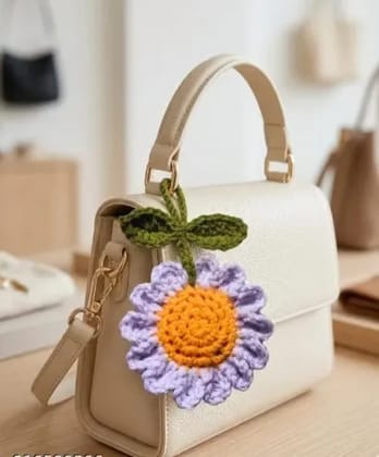 Handmade Crochet Daisy Bag Charm