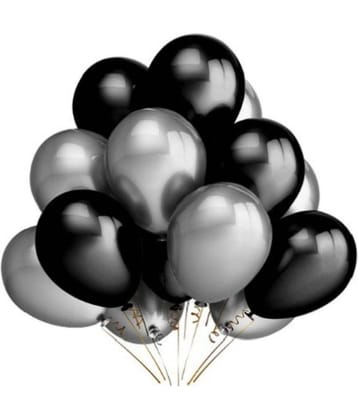 100 Pc.  Metallic Balloons (Black/Silver) Birthday, Party, Festival, Diwali Christmas New Year Anniversary