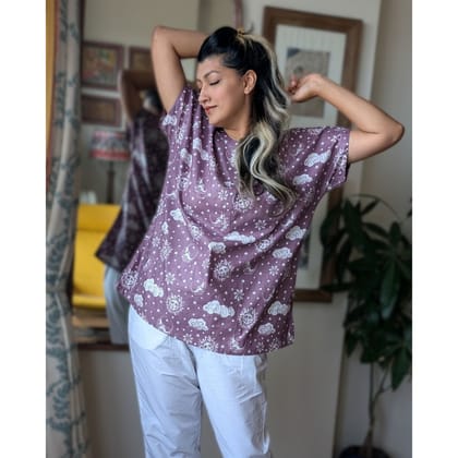 Cotton Night Suit for Women | Nayantaara, Mauve-S