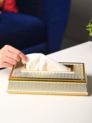 Shimmering Gold Tissue Box - Rectangle Shape