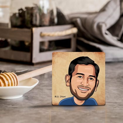 4"x4" Wooden Coasters | MS Dhoni-Set of 2