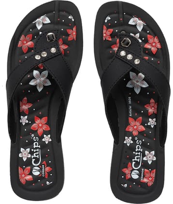 Chips - Black Women's Thong Flip Flop