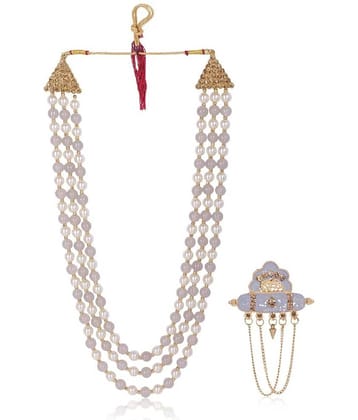Dulha groom sherwani Necklace/Moti Mala for Men for wedding | Groom Mala and Brooch Set