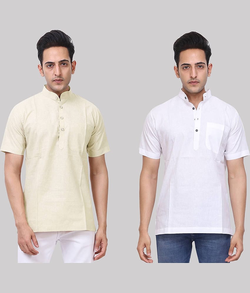 Kundan - Muticolor Cotton Blend Men's Regular Kurta ( Pack of 2 )