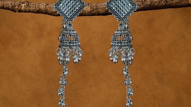 Bilasita Oxidised Stone Collection Jhumka Earrings | Vintage Ethnic Charm | Festive & Wedding Wear