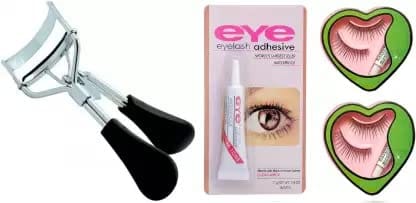 Elecsera Combo of Eyelash Curler,Waterproof Eyelash Glue and False Eyelashes (Pack of 2) for Women (Set of 4)