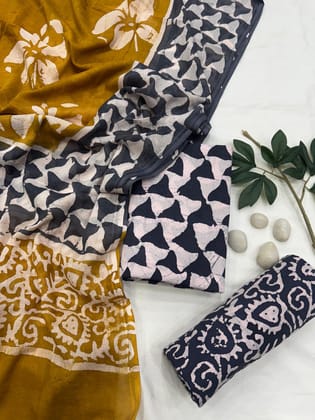 Pure Cotton Unstitched Suit With Cotton Dupatta