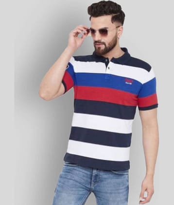 AUSTIN WOOD Pack of 1 Cotton Blend Regular Fit Striped Half Sleeves Men's Polo T Shirt ( Multicolor )