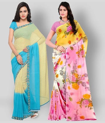 ANAND SAREES Georgette Printed Saree With Unstitched Blouse Piece ( Multicolor )