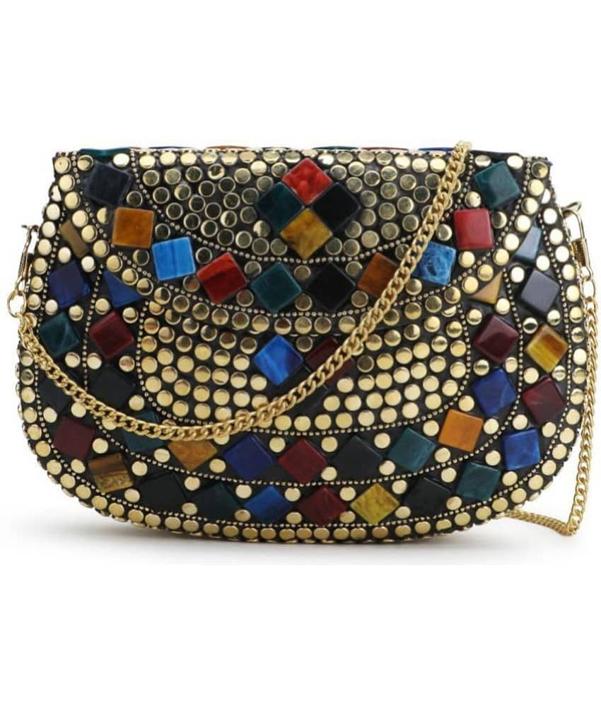 Anekaant - Gold Fabric Box Clutch