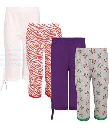 Sini Mini Pack of 4 Girls Cotton Capris ( Multicolor )