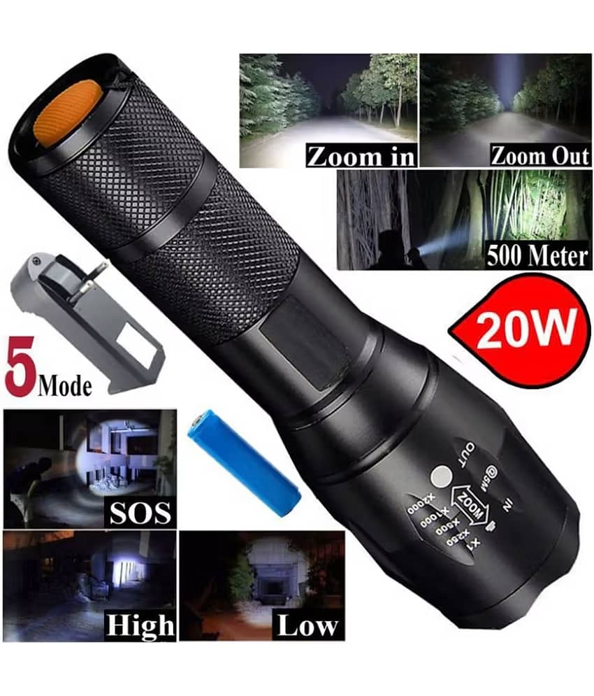 Kadio - 20W Rechargeable Flashlight Torch ( Pack of 1 )