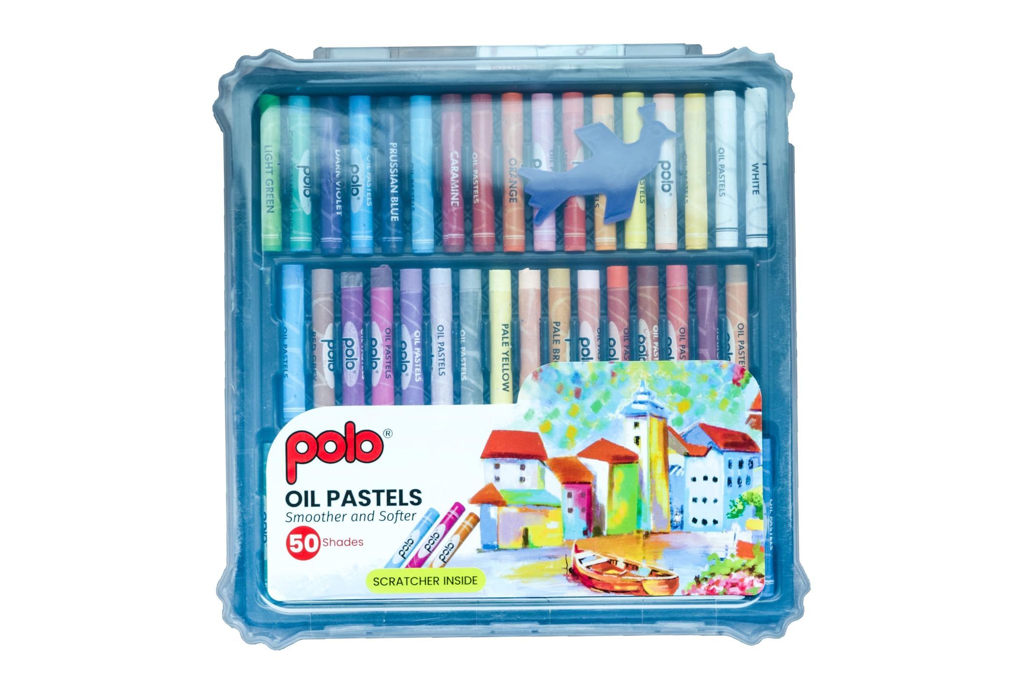 polo Oil Pastels - 50 Vivid Shades in Sturdy Plastic Box, Smooth & Blendable Non-Toxic Pastels for Artists, Students, and Hobbyists - Perfect for Drawing, Sketching, and Painting