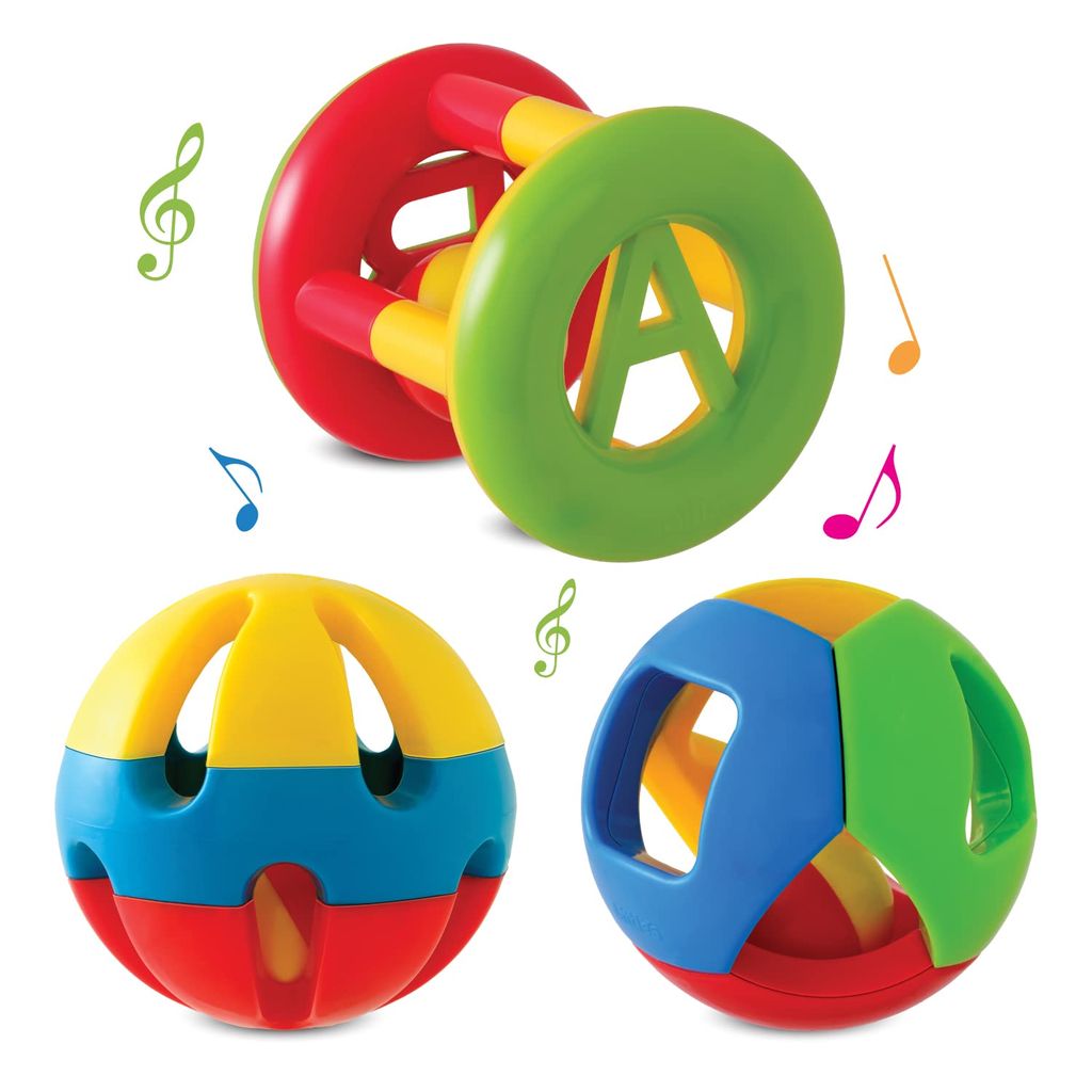 Grab & Shake Rattles | Educational & Developmental Toys for Kids | Rattles for Baby | Baby Toys | 3 Piece Multi-Color Toddler Activity...