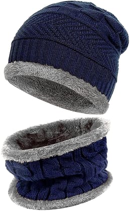 Unisex Winter Beanie Cap | Fleece-Lined Warm Woolen Hat for Men & Women Multicolour