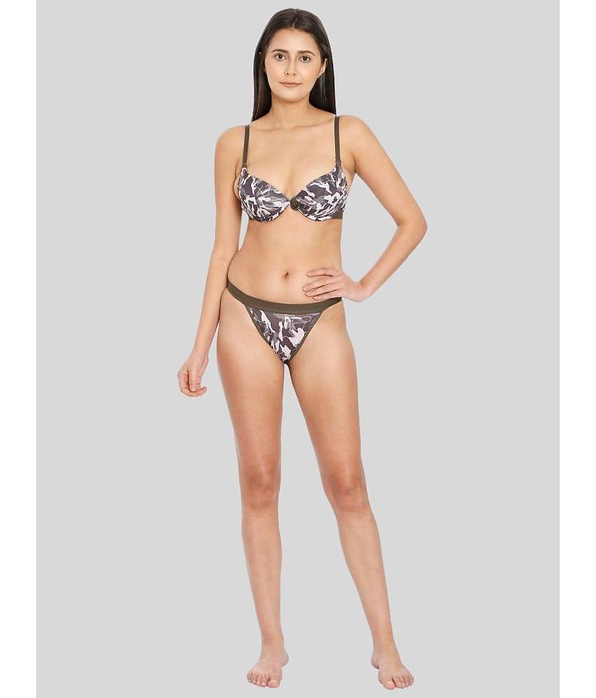 ILRASO Nylon Women's Bra & Panty Set ( Multicolor )