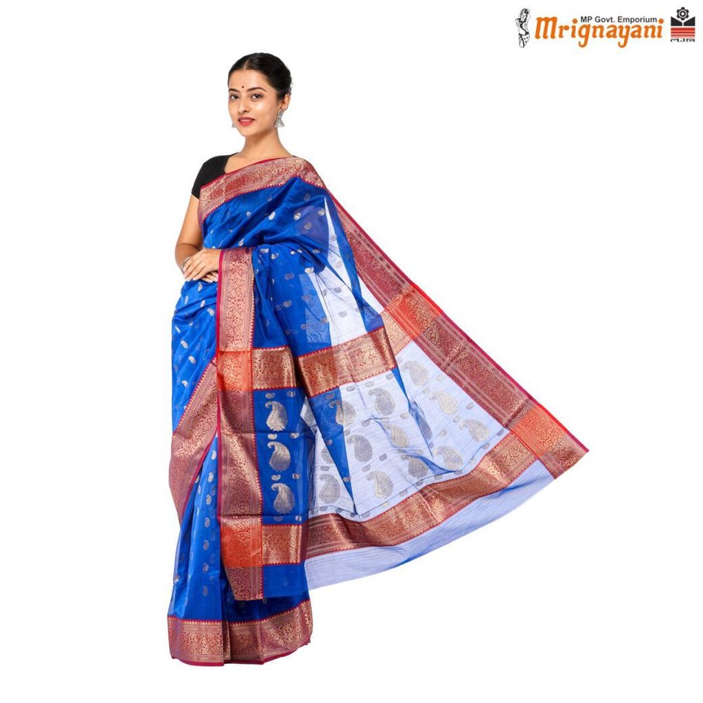 HANDLOOM CHANDERI SILK SAREE WITH BLOUSE (SKU - 1SC103151121, SAREE - 1002) - Sarees | Buy online on ZillyBuy