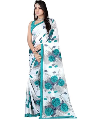 LEELAVATI Georgette Printed Saree With Unstitched Blouse Piece ( Multicolor )