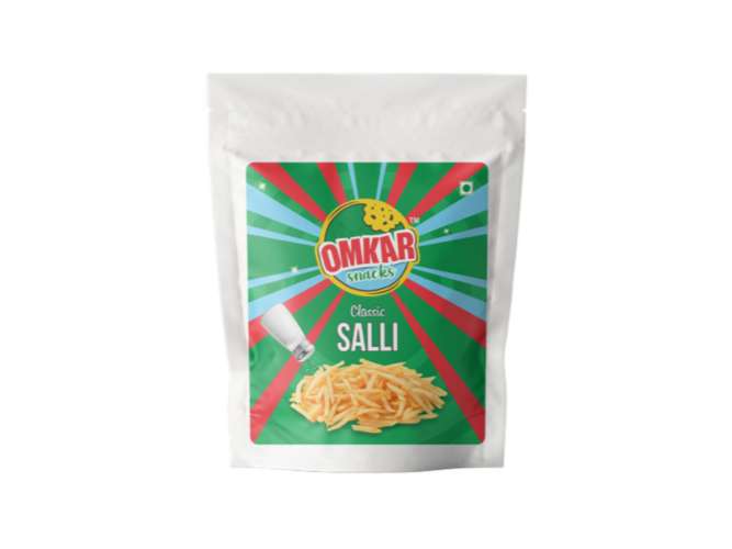 Omkar Snacks | Classic Salli  150 gms I Pack of 1 I 50% Less Oil | No Added Preservatives | Thin & Crispy | Crunchy - Chatpata - Namkeen - Snacks | Tea - Coffee - Beverages - Drinks |