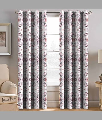 BELLA TRUE  Set of 2 Door SemiTransparent Eyelet Polyester Multi Color Curtains ( 213 x 113 cm )