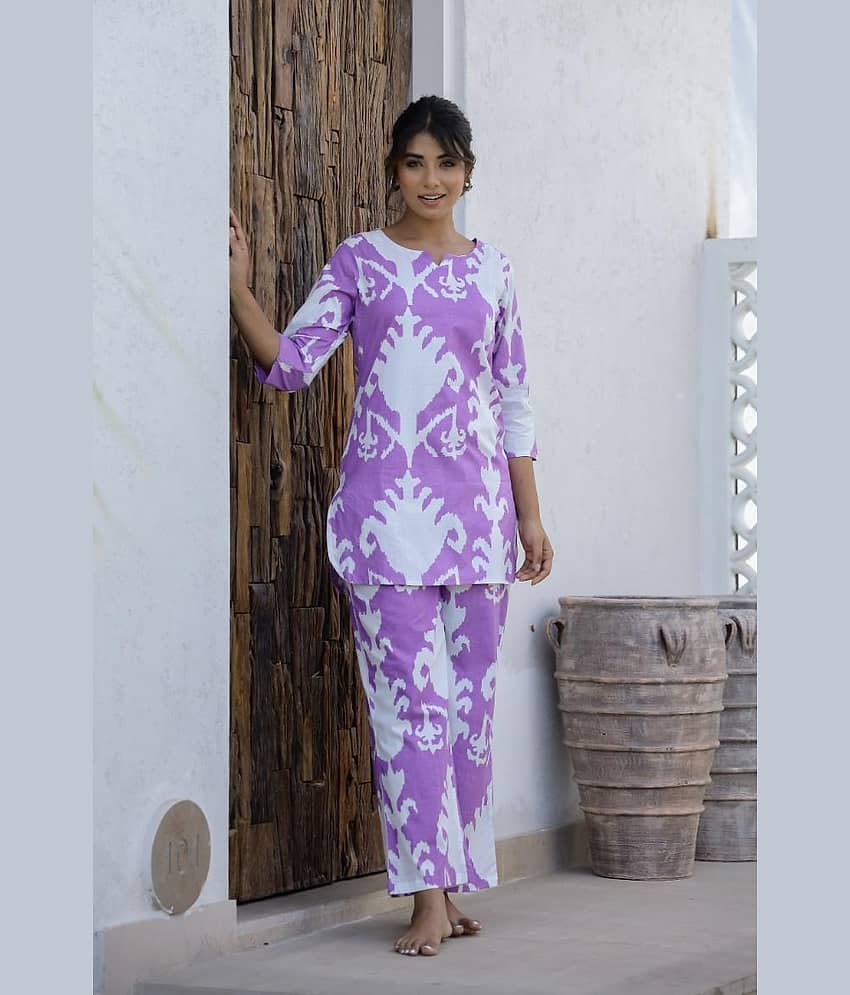 Label Flavia Women Printed Tunic With Palazzos Co-Ord Set ( Multicolor )