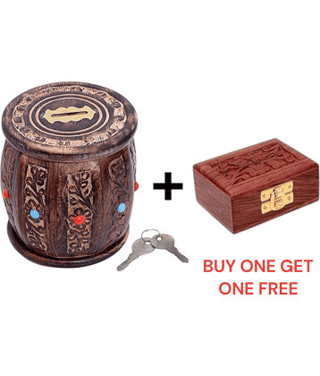 SWH Wood Brown Piggy Bank ( Pack of 1 )