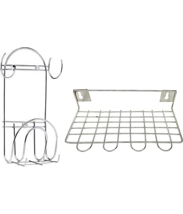 JISUN - Silver Stainless Steel Dish Racks ( Pack of 2 )