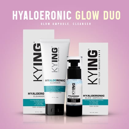 KYING Hyaloeronic Glow Duo: Ampoule Serum, 30ml & Gentle Cleanser, 100ml