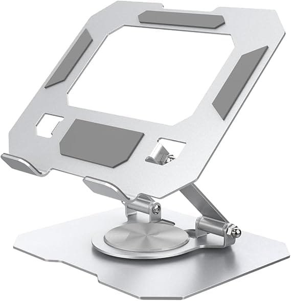 Crown Spikes Metal Adjustable Tablet Stand, 360 Rotating Aluminium Holder, Foldable Desktop Mount for iPad, Tablets, Smartphones, Tab Stand - Table, Desk, Bed