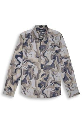 ABSTRACT PRINTED NIGHT SHIRT IN GREEN-M