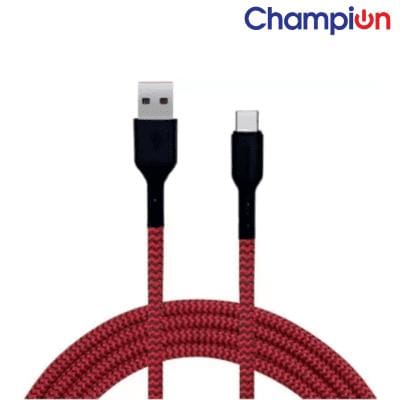 Champion USB-A to Type-C 2.4A Fast Charging Cable Braided ,Compatible with Android Phones/Tablets, 1M