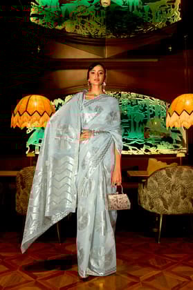 Sky Pure Silk Weaving Woven Banarasi Saree