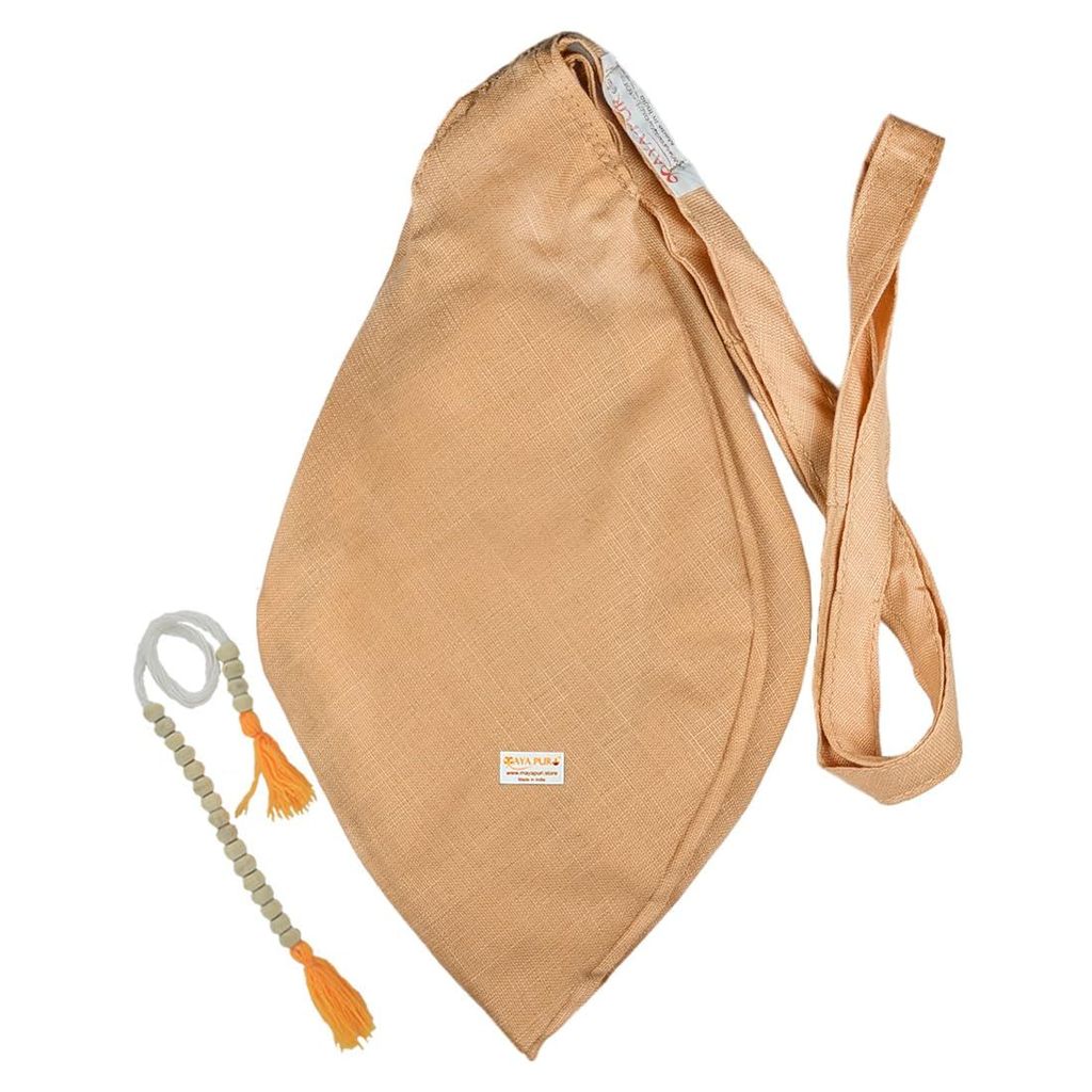 MAYAPURI Khadi Cotton Original Gomukhi Japa Mala Modern Bag/Jholi/Chanting Bag Or Beads Bag with Zip Pocket and Sakshi Mala Counter for Daily Mantra Jaap (Pack of 1), Cream - Pooja Needs | Buy online on ZillyBuy