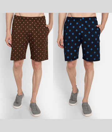 Zeffit - Multicolor Cotton Blend Men's Shorts ( Pack of 2 )