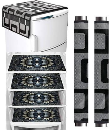 Shaphio Set Of 7 Polyester Black Fridge Top Cover, Fridge Cover