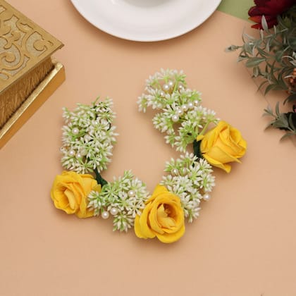 Yellow Color Flower Gajra For Women Hair Pin (HRP263YLW)-Default Title / yellow / Synthetic