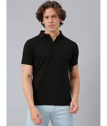 Flamboyant Pack of 1 Cotton Regular Fit Solid Half Sleeves Men's Polo T Shirt ( Black )