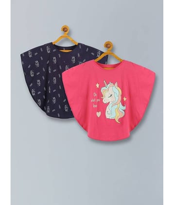 PLUM TREE Pack of 2 Girls 100% Cotton T-Shirt ( Navy )