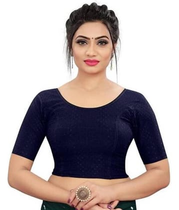 THE PRIVATE LABLE Navy Blue Readymade without Pad Lycra Women's Blouse ( Pack of 1 )