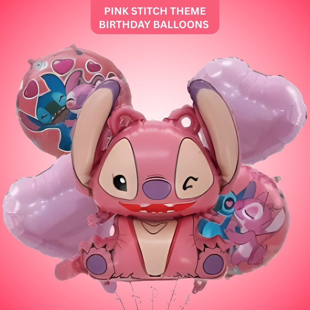 Pink Stitch Theme Birthday Balloons Set - 5PC - Party and Festive Needs | Buy online on ZillyBuy