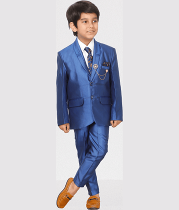 DKGF Fashion Boys Polyester Suit ( Pack of 1 , Royal Blue )